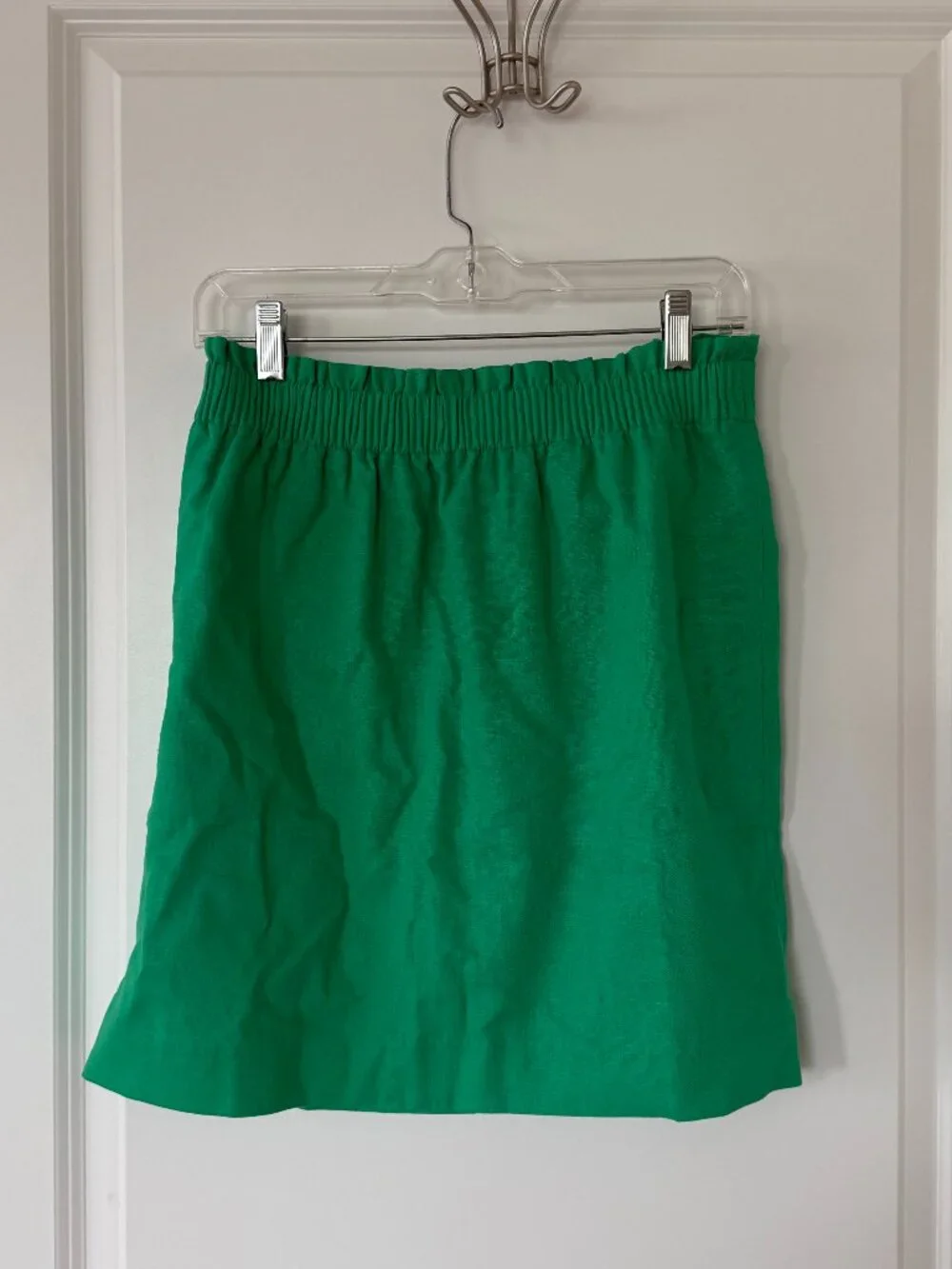 NWT J.crew Women's Linen Blend Pull On Kelly Green Skirt Size 6